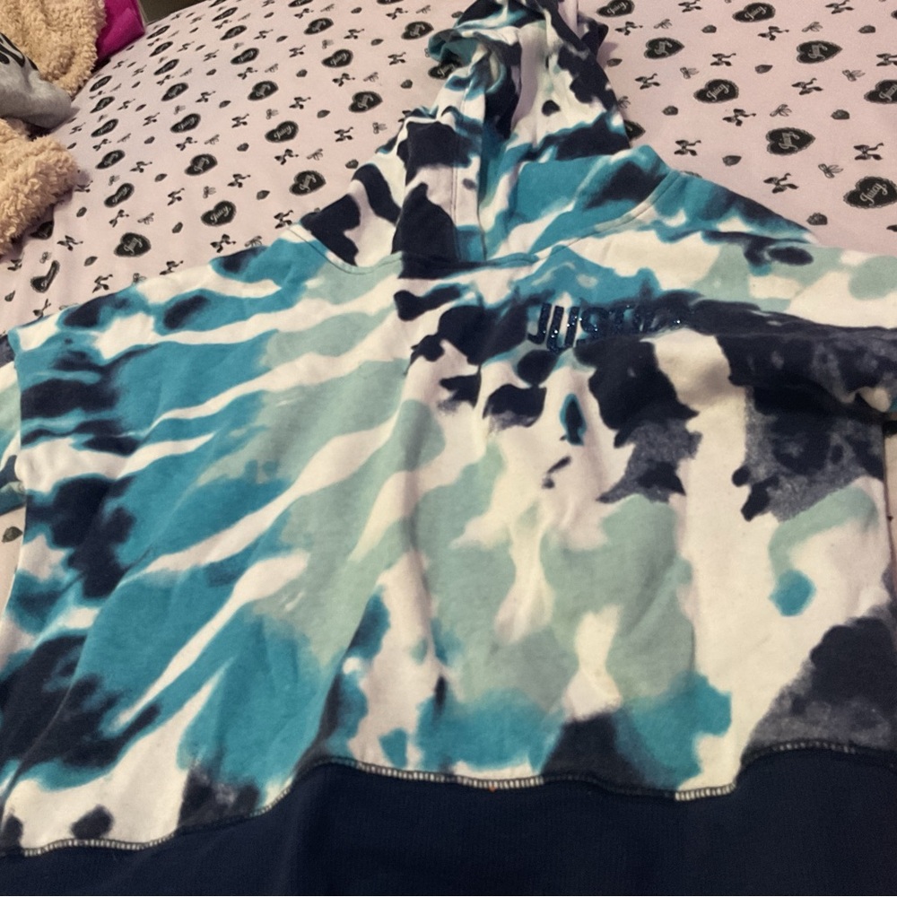 Justice Blue and White Tie-Dye Hoodie